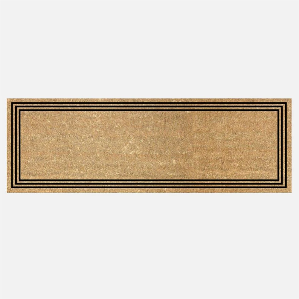 Striped Edge Coir Step Mat - Natural