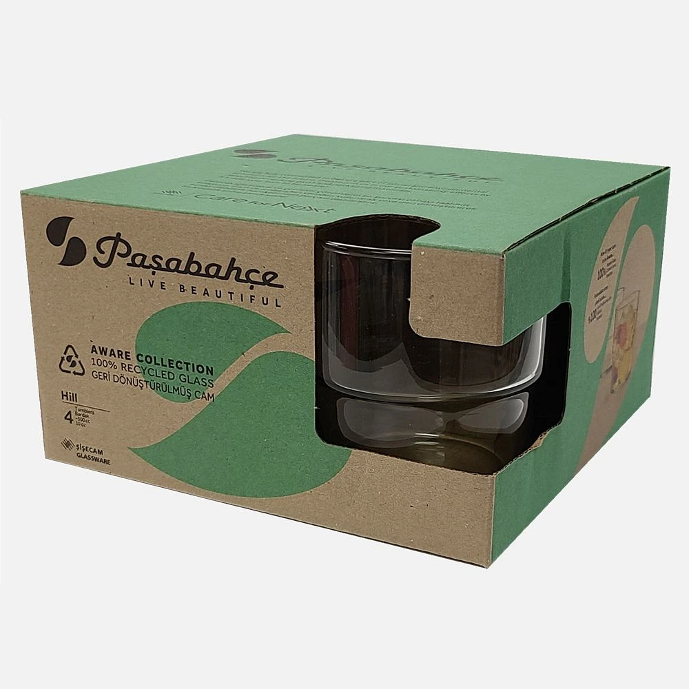 Pasabahce Aware Hill Whisky Glasses, Set of 4 - 300ml