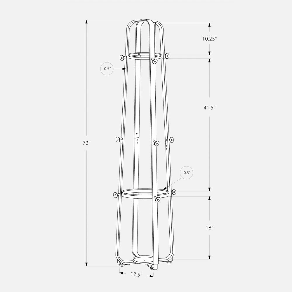 Sally Coat Rack, 12 Hooks - White