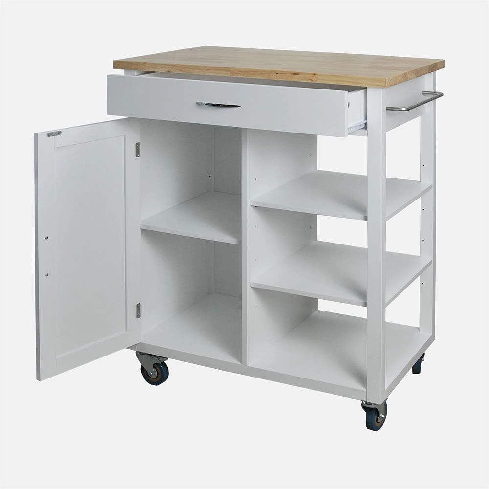 Sally Kitchen Island on Wheels - White