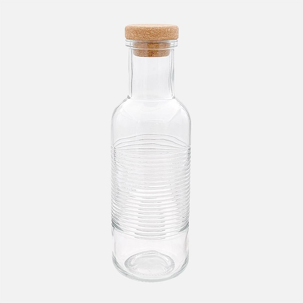 Textured Glass Bottle with Cork Lid by S&Co