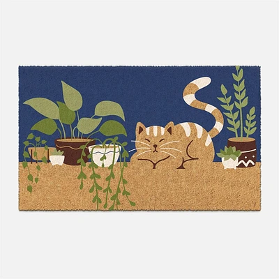 Coir Mat - Cat with Plant 