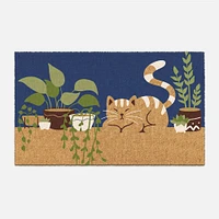 Coir Mat - Cat with Plant 