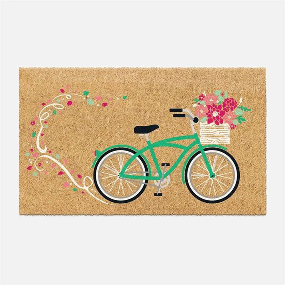 Coir Mat - Bike with Flowers