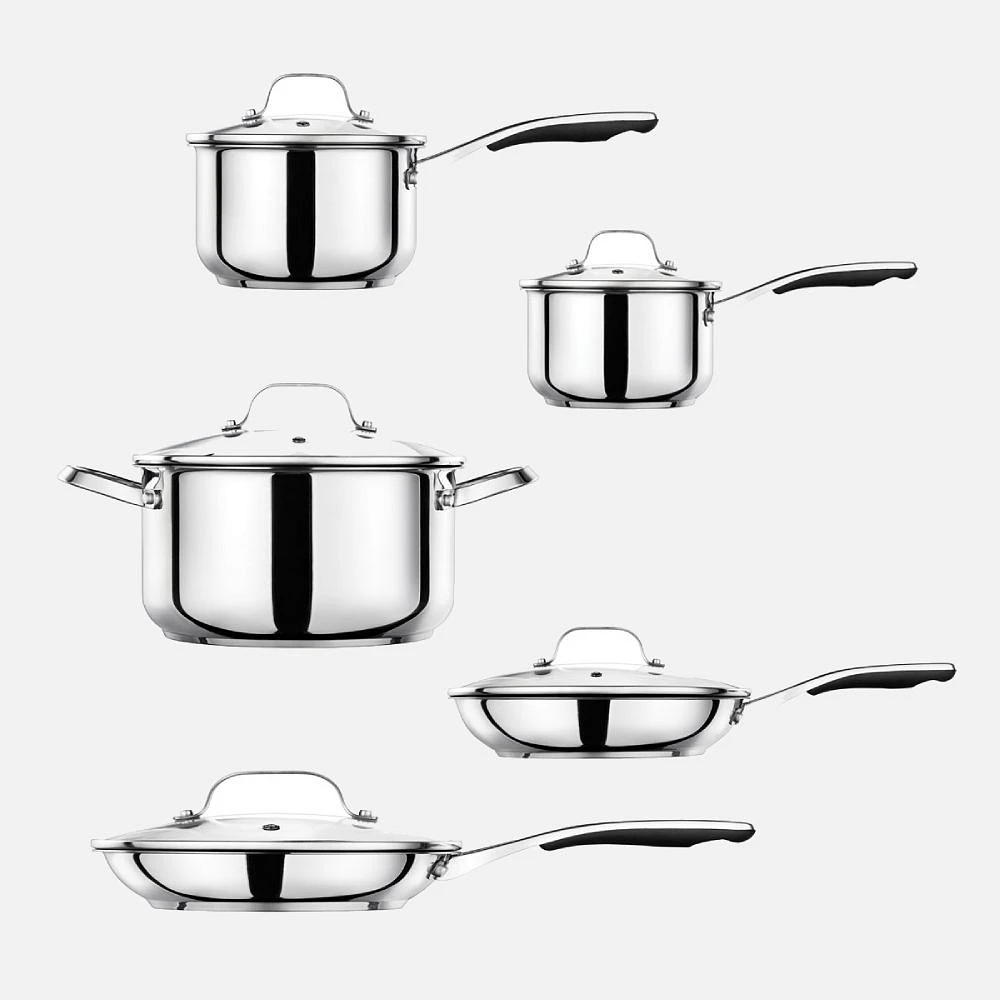 Starfrit The Rock Stainless Steel Cookware Set, 10 Pieces