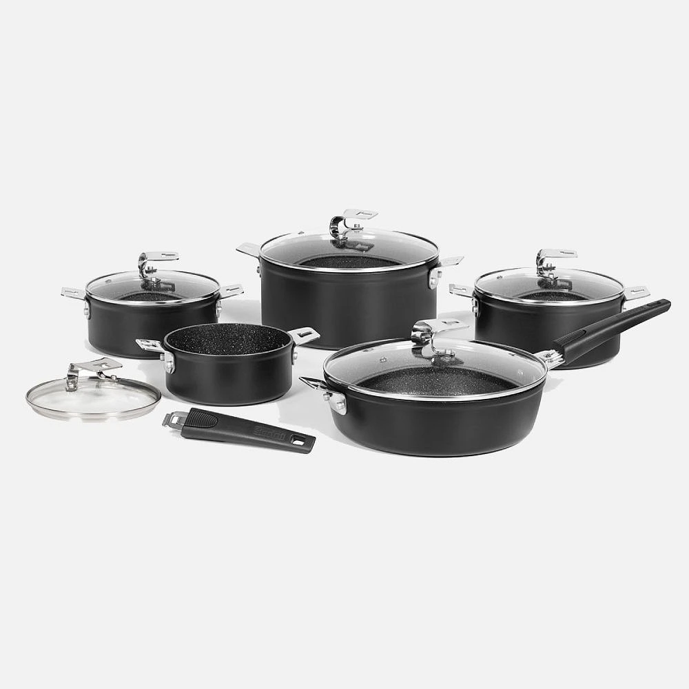 Starfrit The Rock T-Lock Forged aluminum Cookware Set, 12 Pieces