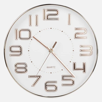 White Head and Gold Numbers Wall Clock