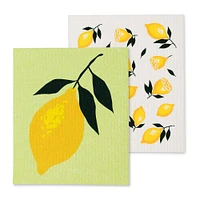 Set of 2 Lemon-themed Swedish Dishcloths