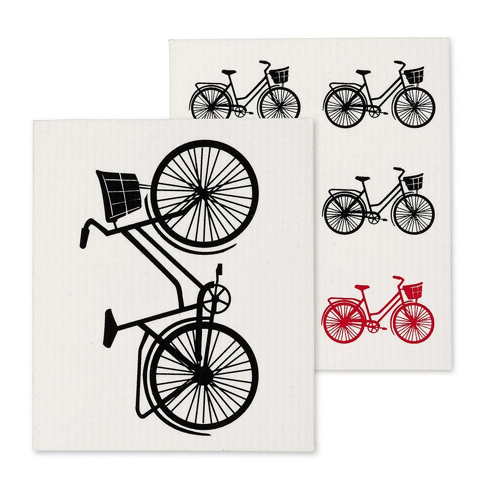 Set of 2 Bicycle-themed Swedish Dishcloths