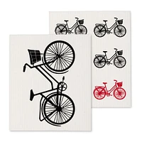 Set of 2 Bicycle-themed Swedish Dishcloths