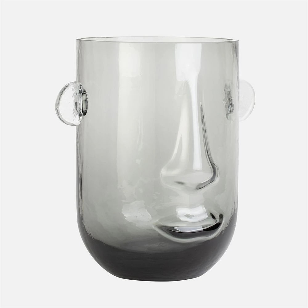 Profile Smoked Glass Vase - 8''