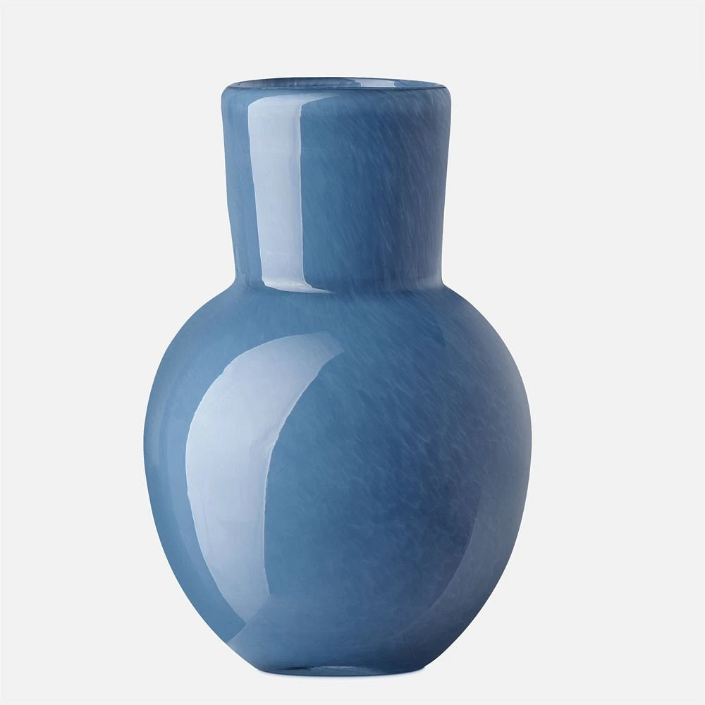 Opaque Flared Ball Glass Vase - Blue