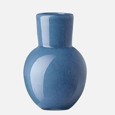 Opaque Flared Ball Glass Vase - Blue