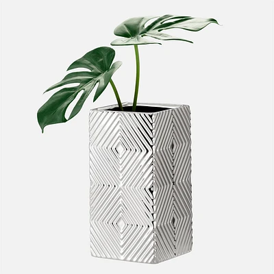 Silver Radiance Cube Vase by Torre & Tagus - 7.75” (19.69 cm)