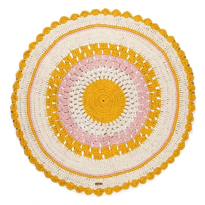100% Cotton Round Rug - Yellow