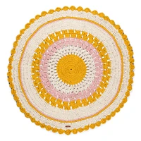 100% Cotton Round Rug - Yellow