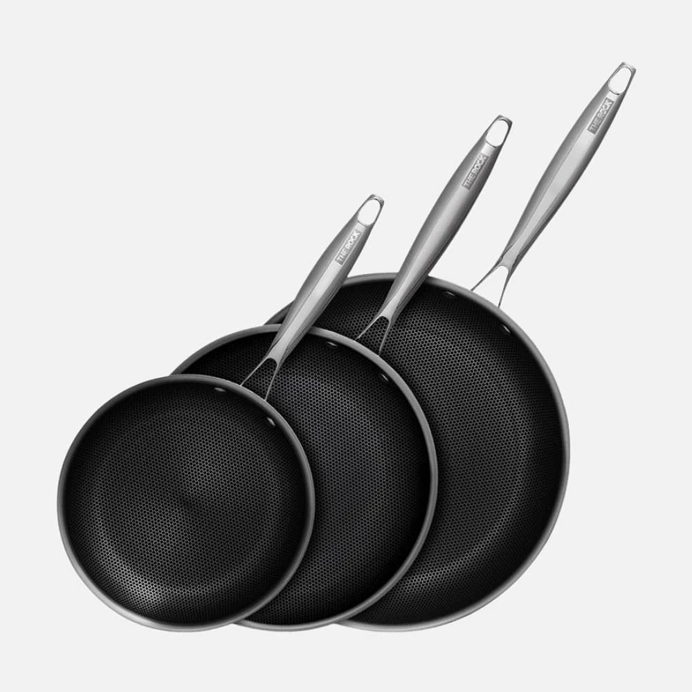 The Rock CLAD Hybrid Fry Pans Ceramic Non-stick, Set of 3 