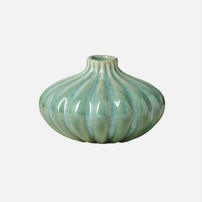 Torre & Tagus Allium Gourd Vase, Green Glaze - 3 in