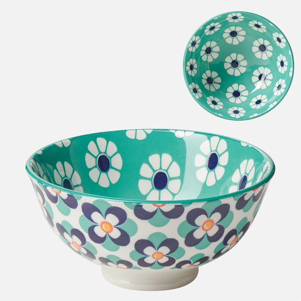 Daisy Kiri Bowl - 6", Teal & Blue