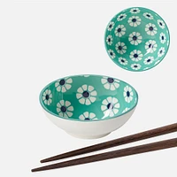 Kiri Sauce Dish Teal/Blue Daisy - 3"