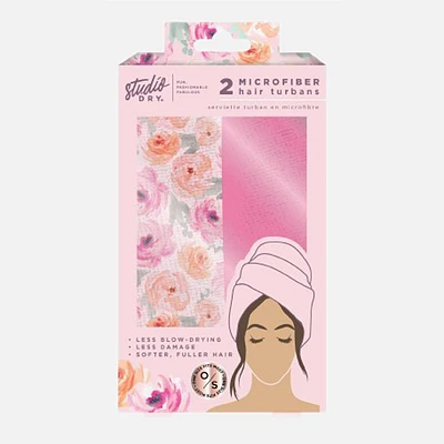 Set of 2 Hair Towels - Floral