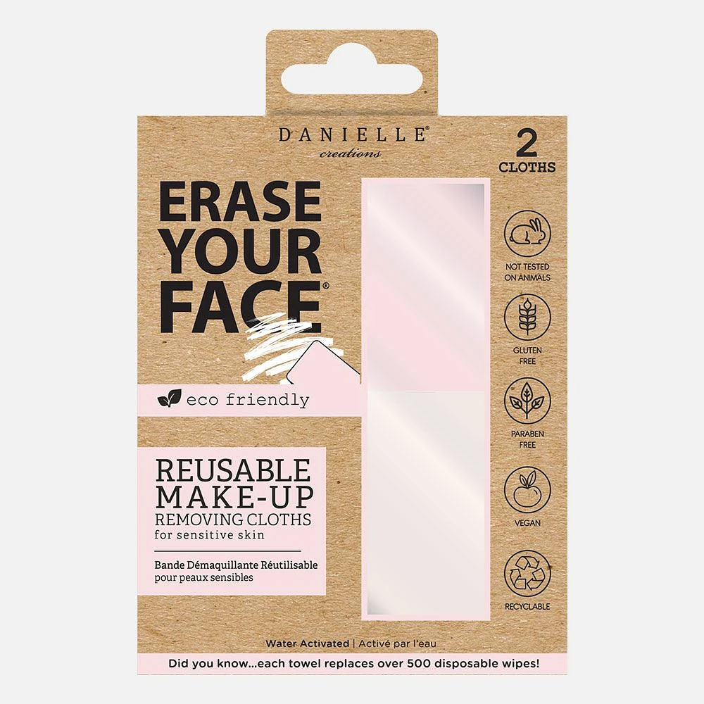 Set of 2 Erase Your Face Reusable Make-Up Removing Cloths