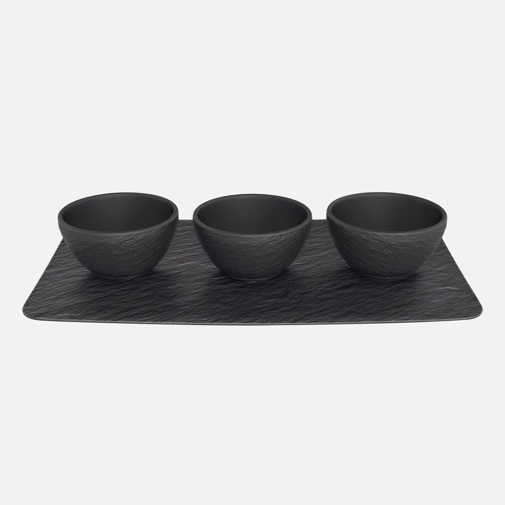 Manufacture Rock 3-Piece Dip Bowl and Tray by Villeroy & Boch