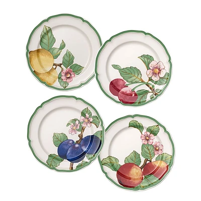 French Modern Fruit Set of 4 Dinner Plates by Villeroy & Boch (10.25")