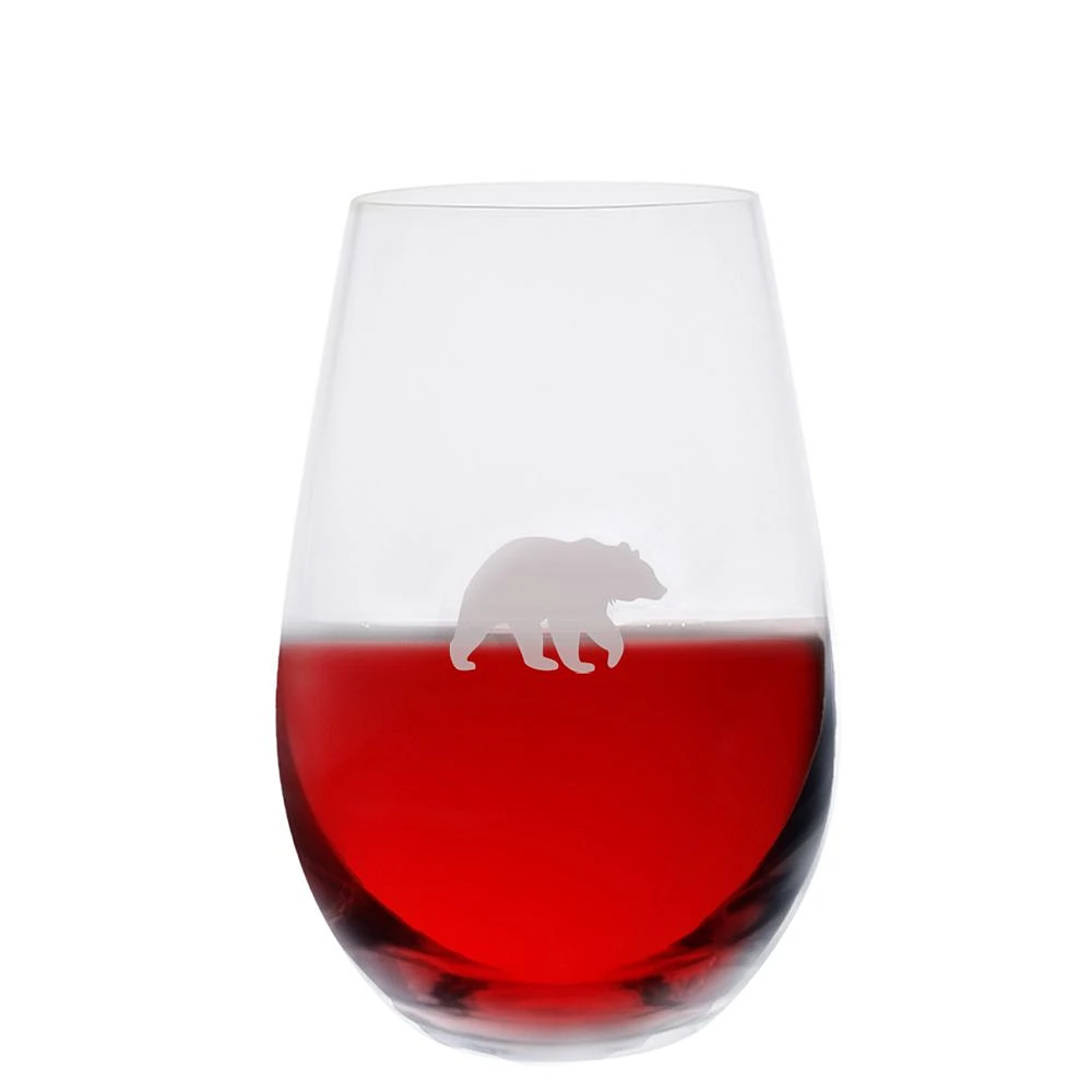 Set of 6 Bear Print Stemless Wine Glass by Cuisivin