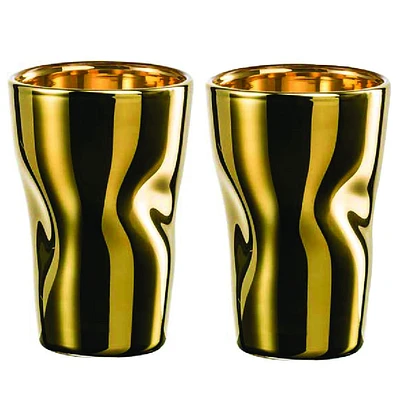 Set of 2 Unik Gold Espresso Glass by Eisch