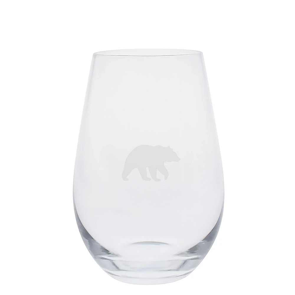 Set of 6 Bear Print Stemless Wine Glass by Cuisivin