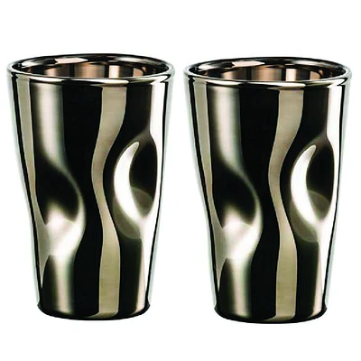 Set of 2 Unik Platinum Espresso Glass by Eisch