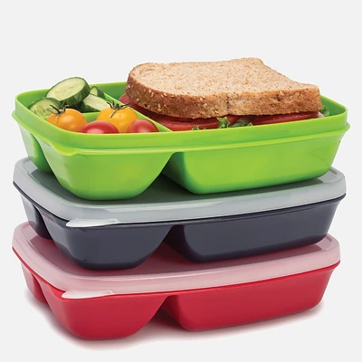Meal Seal Containers 3 Section - Assorted Colors