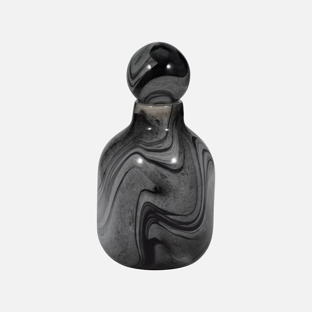 Swirl Lidded Bottle Vase - 13", Grey