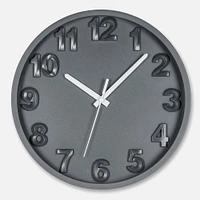 Bold Numbers Charcoal Wall Clock 12"