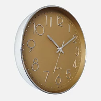 Silver numbers and Ocher Face Wall Clock