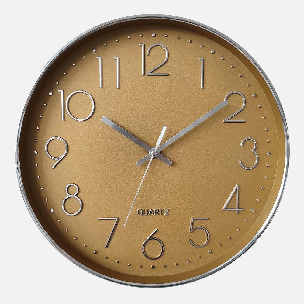 Silver numbers and Ocher Face Wall Clock