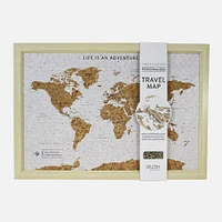 World Map Framed Cork Board with Pins