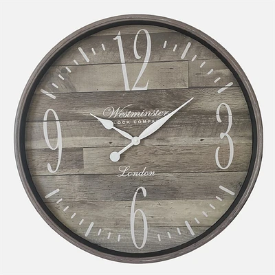 Horloge murale aspect bois - Brun/Blanc