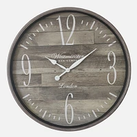 Brown wood-like wall clock - Brown/White