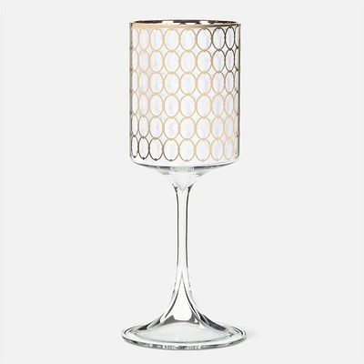 Slender Wine Glass With Gold Ring