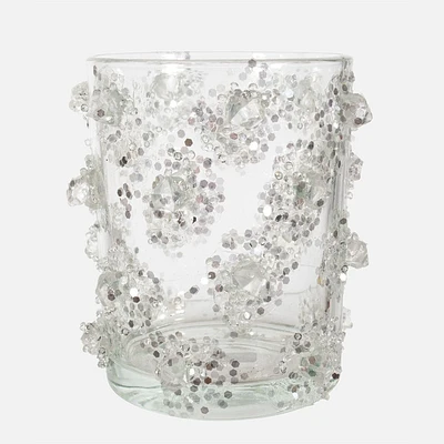 Tealight Holder With Glittered Ice Crystals