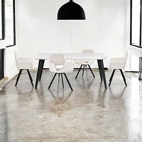 Marble Dining Set with Beige Swivel Chairs, Set of 5