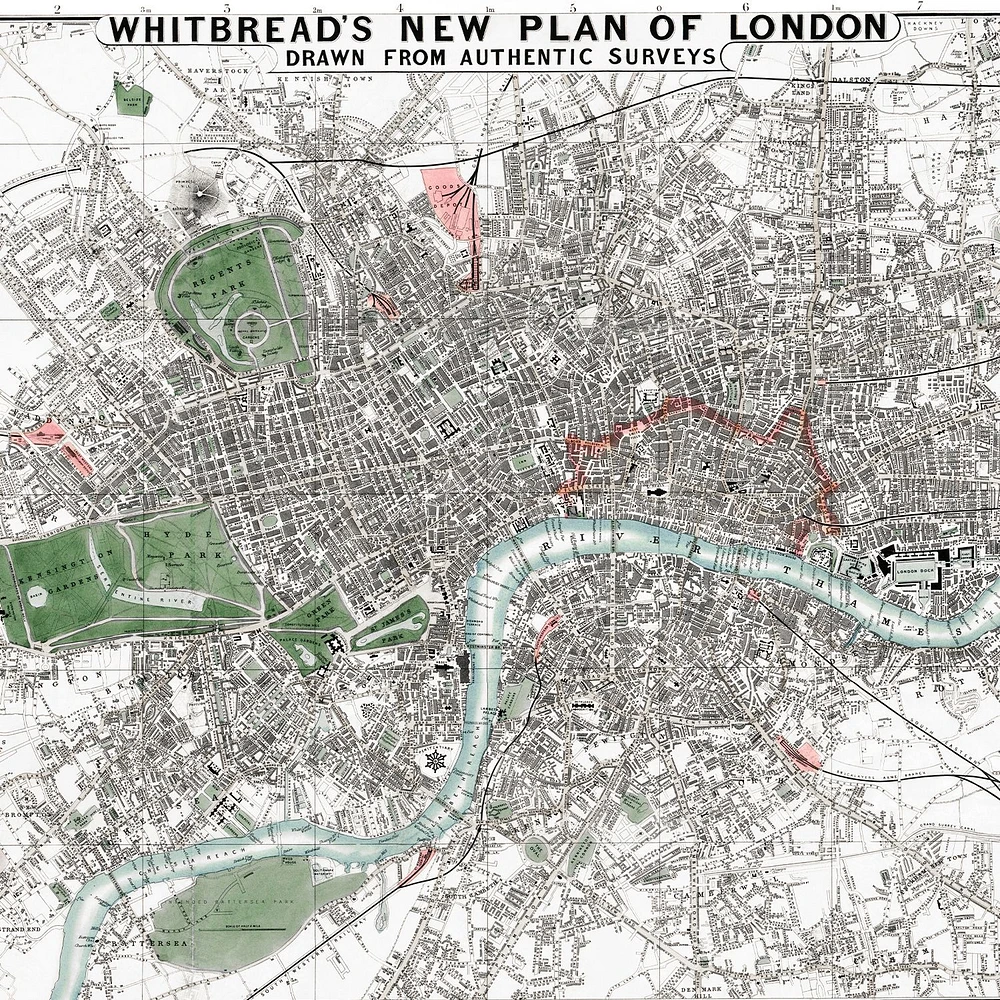 1853 London Map Wallpaper Mural