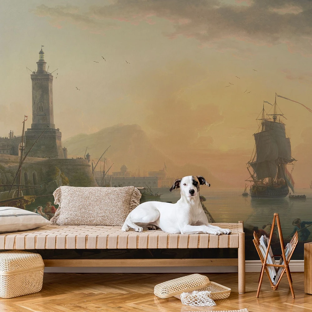 a Calm at Mediterranean Port Wallpaper Mural