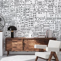 Papier peint mural « Black and White City Sketch »