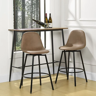 Maison Classique ensemble de 2 tabourets de bar pivotants marron 25,5 pouces