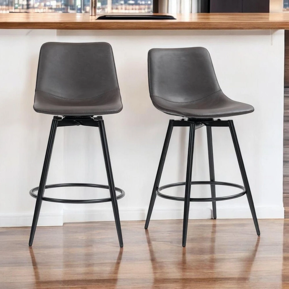 Tabourets de comptoir modernes, ensemble de 2 - Similicuir marron