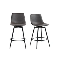 Tabourets de comptoir modernes, ensemble de 2 - Similicuir marron