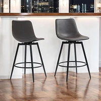 Tabourets de comptoir modernes, ensemble de 2 - Similicuir marron